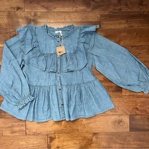 Next UK girls chambray peplum blouse age 8